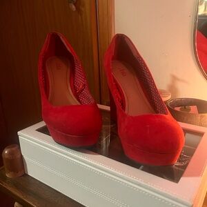 Red Suede Brand Dots Women's Heels